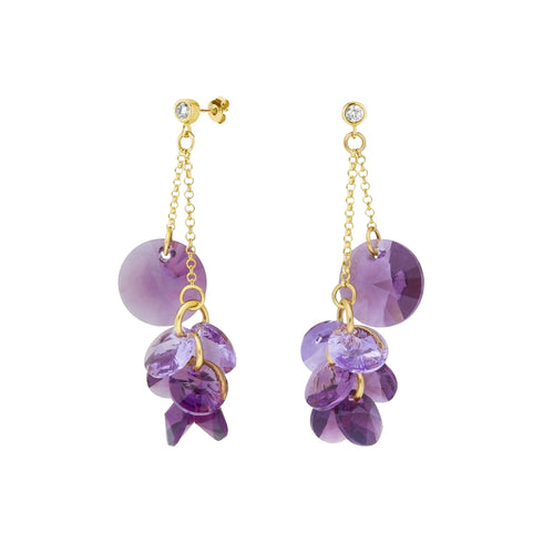 Sidabriniai auskarai "Orchidėja (Iris / Violet)" su Swarovski™ kristalais